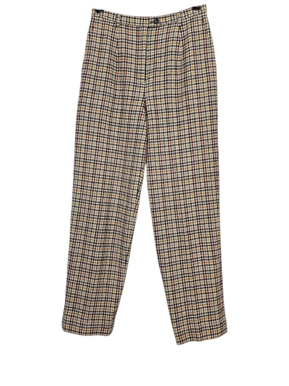 Vintage Pendleton 100% Virgin Wool Plaid Pleated Pants Trousers 6 Black Red